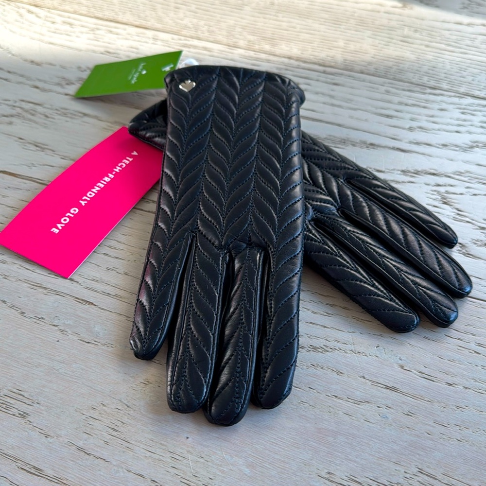 Black leather Kate spade gloves (NWT)